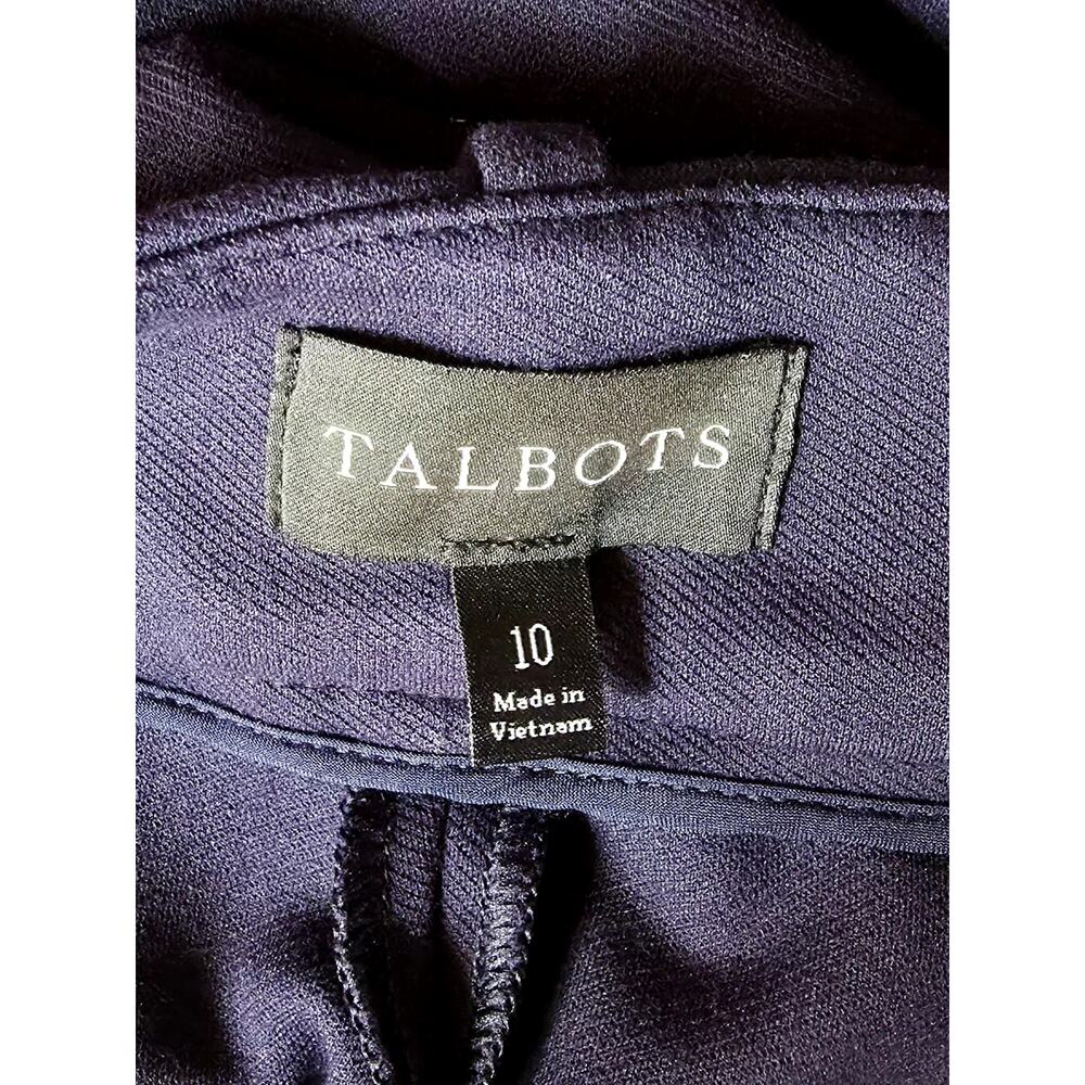 Talbots Wide Leg Sailor Pants Navy Blue Gold‎ Button Crop Size 10 Trouser Crepe - Picture 5 of 11